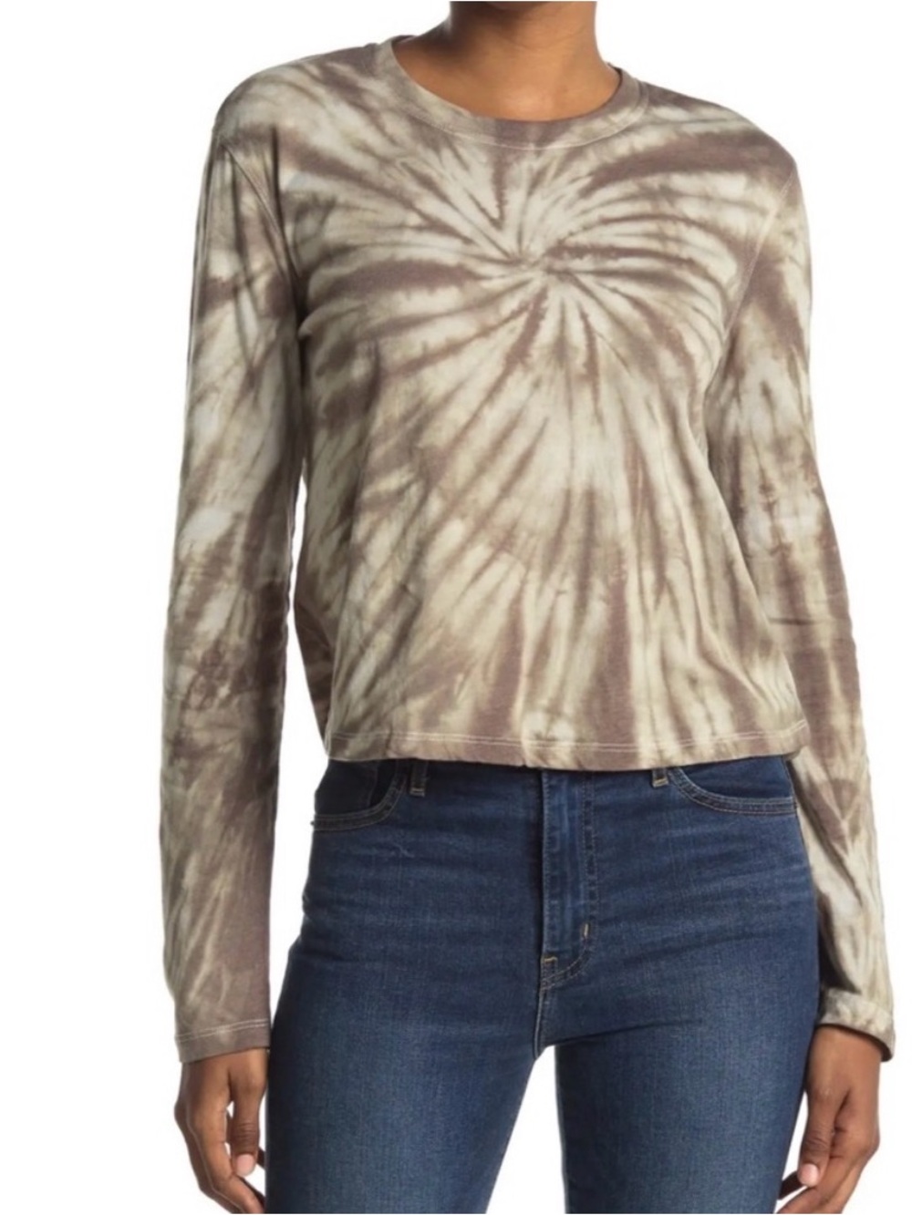SAGE Tie-Dye Long Sleeve Crewneck Top